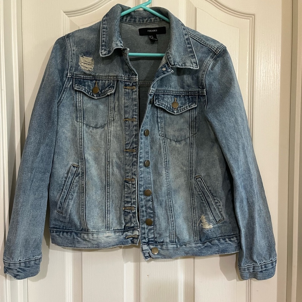 Distressed Women’s Jeans Jacket - Size Small